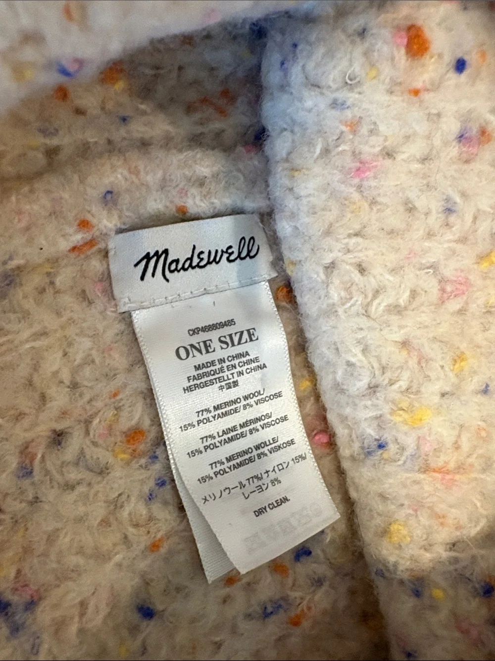 Madewell Cream Speckled Knit Cuffed Beanie
